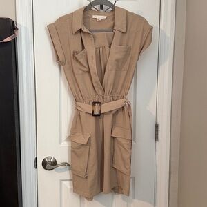 Monteau Beige Short Sleeve Dress